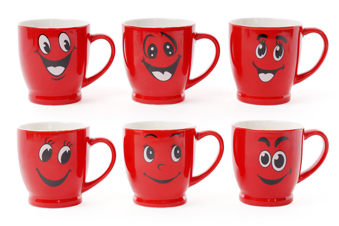 Кружка порцеляновий кавова Смайлик 230мл, 6 дизайнів BonaDi 588-137