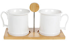 Набір (2шт) кухлів 400мл на бамбуковій підставці Naturel, 28см BonaDi 289-318