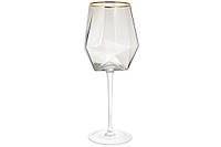 Бокал для красного вина с золотым кантом Clio, 670мл, цвет - дымчатый серый BonaDi 579-221