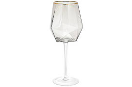 Келих для червоного вина із золотим кантом Clio, 670мл, колір - димчастий сірий BonaDi 579-221