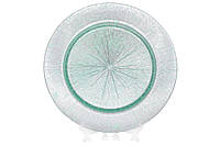 Сервировочная тарелка стеклянная, цвет - зеленый с серебром, 33см BonaDi 587-020