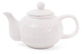 Чайник з рельєфним орнаментом Серця, 1000мл, колір - білий крем BonaDi 593-229