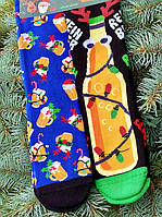 Новогодние носки теплые высокие прикольные с рисунком М6 (размер 36-45)
