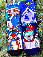 Новогодние носки теплые женские с мишками подарочные М7 (2 пары в упаковке, размер 36-45)