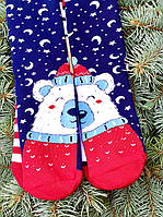 Новорічні шкарпетки теплі жіночі з ведмедиком подарункові М14 (2 пари в пакованні, розмір 36-41)