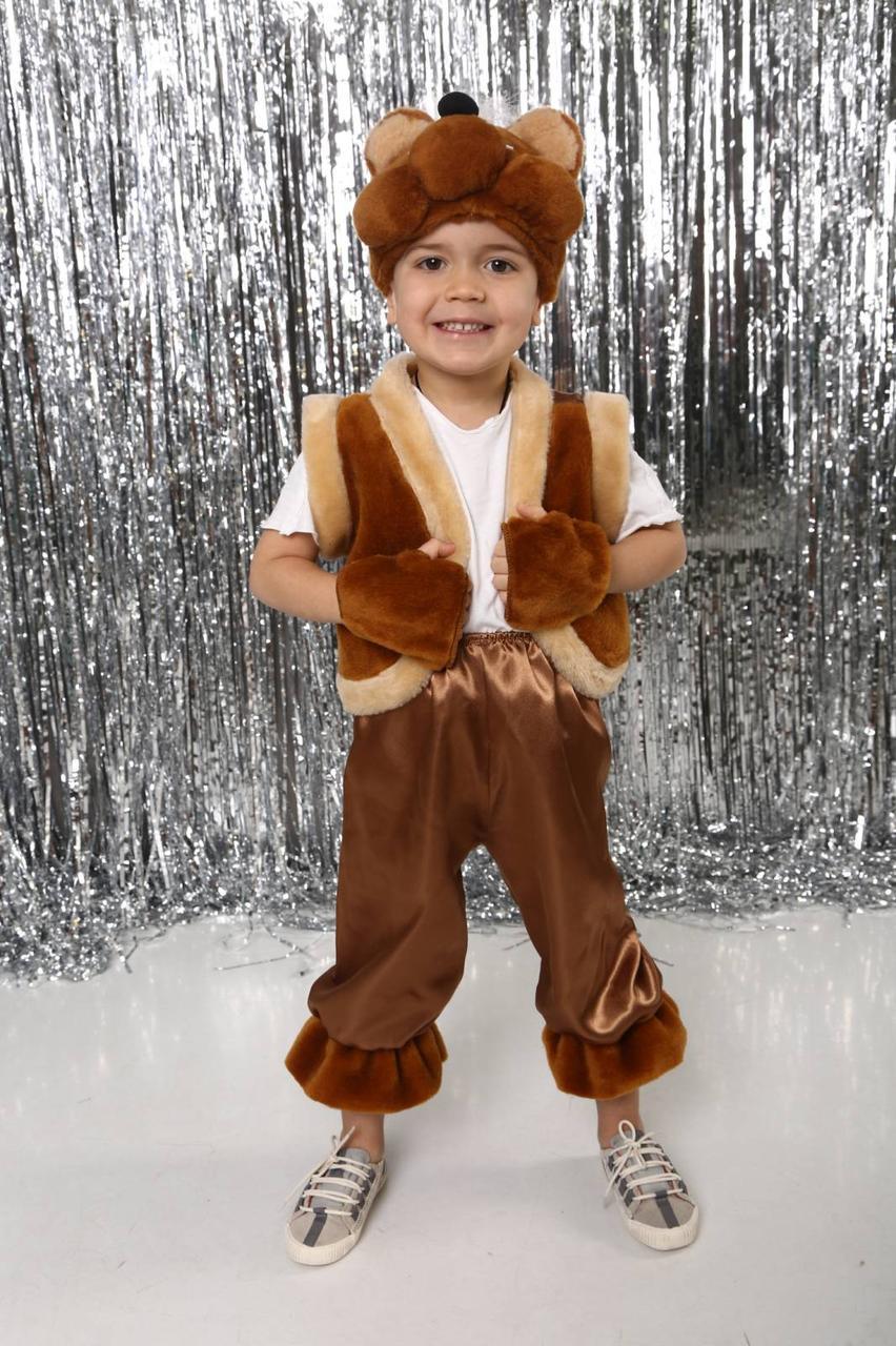 Маскарадний костюм Ведмедик бурий для хлопчиків з атласу та хутра на 3-7 років, фото 1