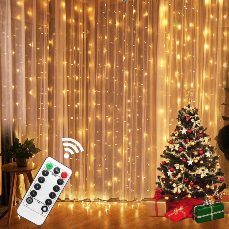 Гірлянда штора завіса світлодіодна Роса 3 м*3 м., USB, 300 led, гачки, пульт.