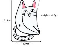 Брошь брошка значок белый кот кошка металл эмаль качество пин подняла лапку