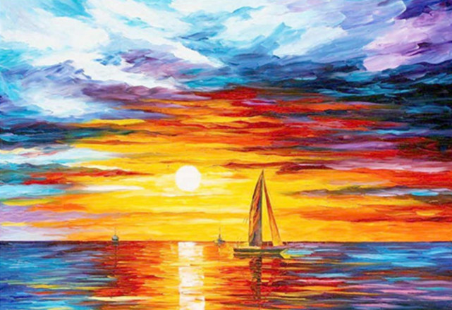 Алмазная мозаика Парус на закате 30*40см с рамкой 41*31*25 см (H8024)