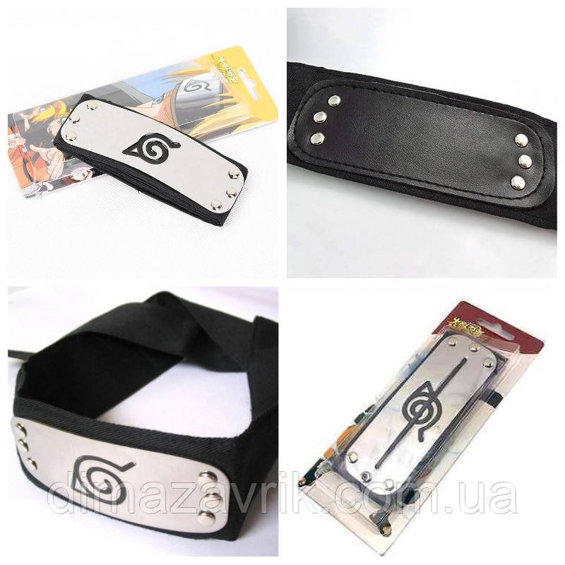 Пов'язка на голову Наруто Naruto. Бандана з символом села Прихованого Листа, фото 1