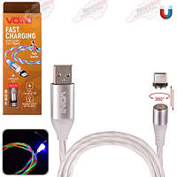 Кабель магнитный Multicolor LED VOIN USB - Type C 3А, 1m, black (быстрая зарядка/передача данных) VP-1601C RB