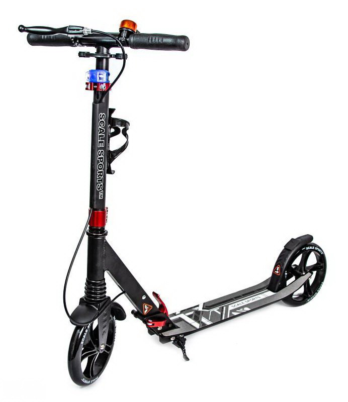 Самокат двухколесный Scale Sports SS-08. Black. Ручной тормоз! Led-фонарик! 6-16лет, фото 1