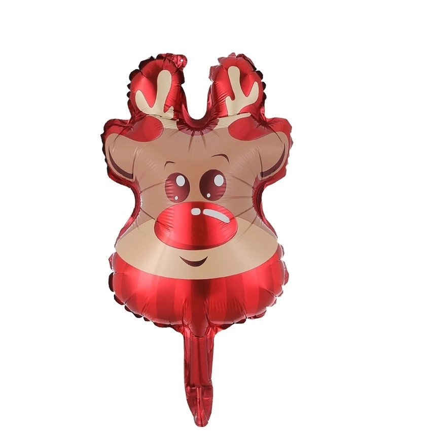 Фольгована фігурна кулька голова Оленя, новорічні повітряні кульки, 30 см