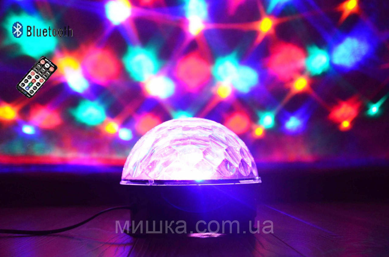 Светодиодный музыкальный белый ДИСКО ШАР с динамиками LED CRYSTAL MAGIC. Bluetooth, МР3, ПУ