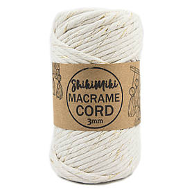 Еко шнур Macrame Cord 3 mm, колір Молочний з люрексом