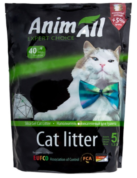 Силикагелевый наповнювач для котів 5 л / 2.1 кг AnimAll "Зелений смарагд"