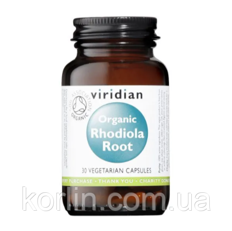 Органічний корінь Радіоли 400 мг 30 кап Viridian Organic Rhodiola Root 400mg Англія Доставка з ЄС
