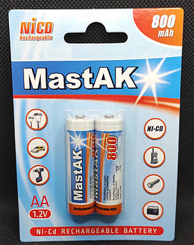 Акумулятор "пальчиковий" MastAK AA 1,2 v 800mAh ( Ni-Cd )