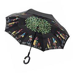 Зонт Lesko Up-Brella навпаки колір Picasso зворотне додавання парасолька-тростина вітрозахисний подвійний купол