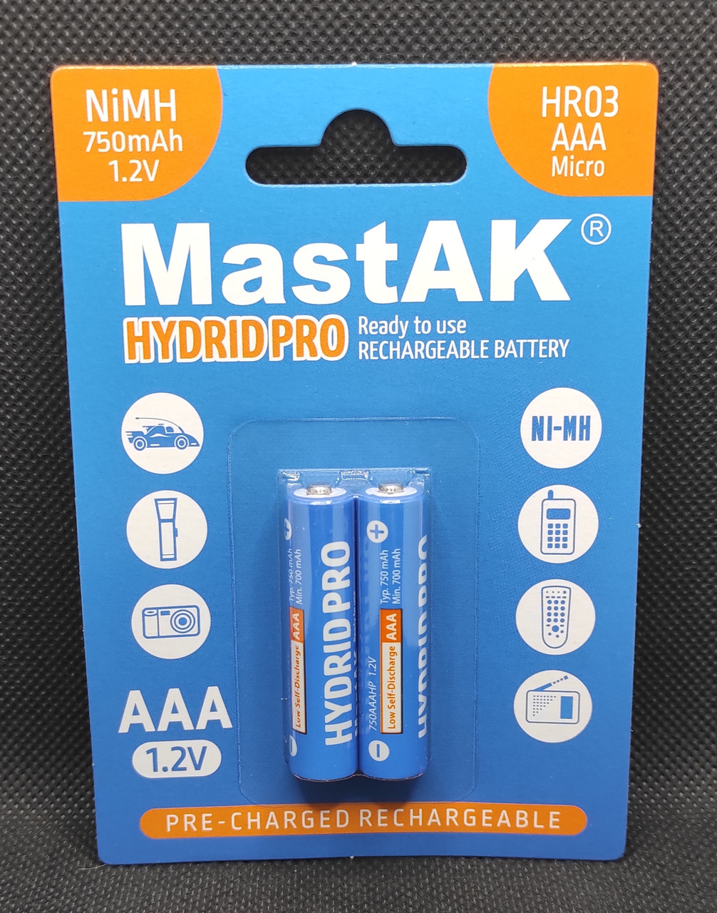 Акумулятор міні-пальчиковий ААА Mastak 1,2 V 750mAh (Ni-MH)