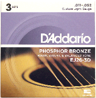 Струны D'Addario EJ26-3D Phosphor Bronze 11-52 3 sets