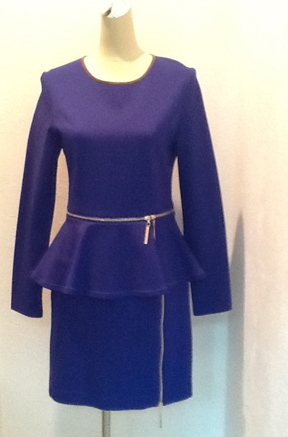 Плаття жіноче синє з баскою довгий рукав брендове яскраве, фото 1