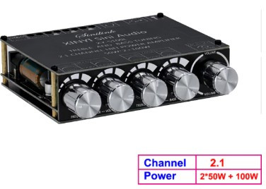 Підсилювач звуку S100L 2,1, 2*50 Вт + 100 Вт, Bluetooth 5,0, аудіо стерео + сабвуфер, еквалайзер