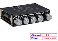 Усилитель звука S100L 2,1, 2*50 Вт + 100 Вт, Bluetooth 5,0, аудио стерео + сабвуфер, эквалайзер