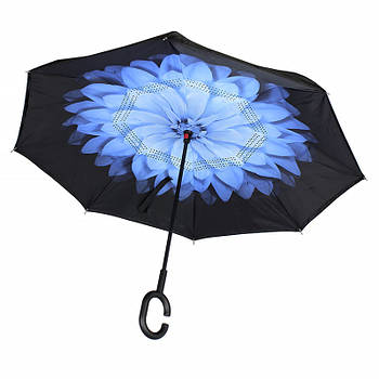 Зонт Lesko Up-Brella Квітка Синій новинка моди двустронний парасолька вітрозахисний зворотне складання