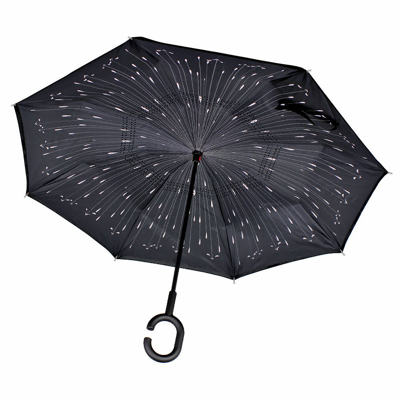 Зонт навпаки Lesko Up-Brella Метеоритний дощ з малюнком брендовий вітрозахисний ручка Hands-free