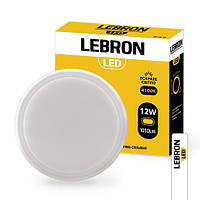 Круглий LED світильник з датчиком руху 12W Lebron L-WLR-S 4100K 1050Lm IP54, НВЧ датчик руху