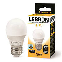 Светодиодная лампа 8W шарик Lebron LED L-G45 Е27 6500K 700Lm