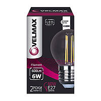 Светодиодная ретро лампа 6W VELMAX LED V-Filament-G45 E27 4100K 600Lm