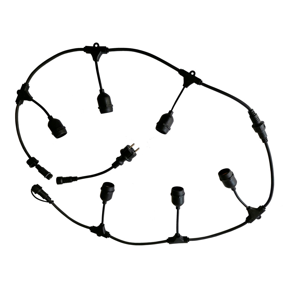 Світильник ретро гірлянда з кабелю і патронів Е27 на підвісці 20 шт VELMAX 10м