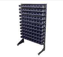 Стелаж метизний із шухлядами, односторонній складський стелаж, чорні ящики/стелаж із шухлядами 472701