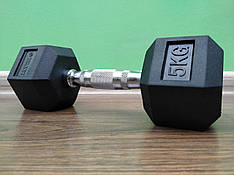 Гантель 5 кг цільна шестигранна гексагональна Zelart