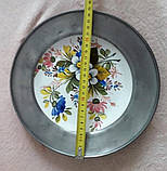 Олов"яна декоративна тарілка з порцеляною, Італія, тавро, фото 3