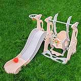 Гірка з гойдалкою Bambi WM19083A-8 та баскетбольним кільцем (музика, світло) | Гірка з гойдалкою Персиковий, фото 2