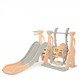 Гірка з гойдалкою Bambi WM19083A-8 та баскетбольним кільцем (музика, світло) | Гірка з гойдалкою Персиковий, фото 3