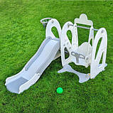 Гірка з гойдалкою (баскетбольна каблучка, м'яч) Bambi WM19091-1 | Гірка з качелями Сірий, фото 2