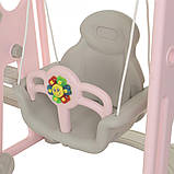 Гірка з гойдалкою Bambi YG2020-1-8 та баскетбольним кільцем Сіро-рожева (Ш120-г175-в106см), фото 4