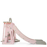 Гірка з гойдалкою Bambi YG2020-1-8 та баскетбольним кільцем Сіро-рожева (Ш120-г175-в106см), фото 8