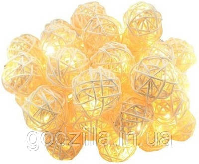 Новорічна гірлянда, RATTAN BALLS, 7 Метрів