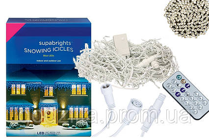 Новорічна гірлянда Бахрома 100 LED Білий теплий 5 M + Пульт