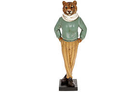 Декоративна статуетка Тигр у шарфі 37.5 см, колір — бірюза з жовтим (218-214)