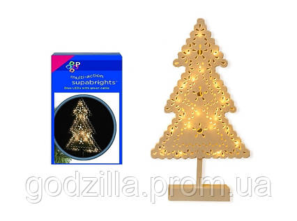 Новорічна прикраса "Дерев'яна ялинка" 18 LED