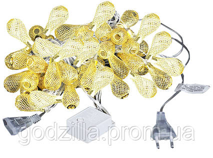 Новорічна гірлянда 30 LED, Довжина 7 М, Білий теплий світло