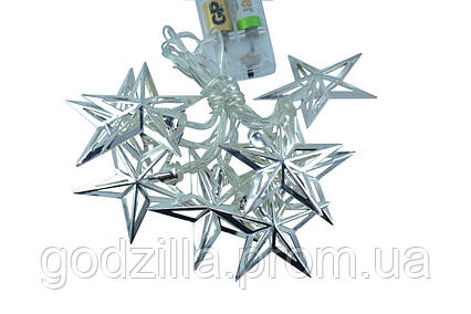 Новорічна гірлянда "Зірки" 8 LED, Білий теплий світло, що на пальчикових батарейках
