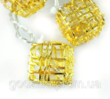 Новорічна гірлянда "Кубики" LED x 10, Білий теплий світло, що На пальчикових батарейках