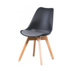 Пластиковий стілець Sedia чорно-сірий з м'яким сидінням на дерев'яних ніжках
